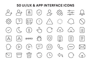 Fototapete - Collection of Outline Icons for Web and App Interface