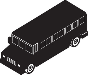 Aufkleber - Isometric vector illustration of a school bus in a clean modern silhouette style perfect for educational or transportation themes