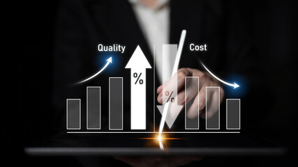 Poster - Increase quality and reduce cost represent quality, cost, and performance optimization for business strategy and resource efficiency Latch