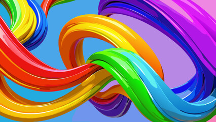 Poster - Colorful glossy tubes intertwining against a vibrant background creating a dynamic abstract design created with generated ai