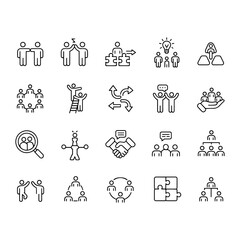 Poster - Vector Illustration of teamwork and collaboration icons representing partnership and business connections