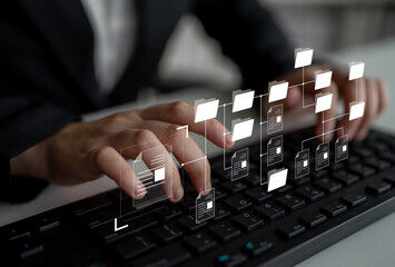 Poster - Digital file structure showing folder organization, file hierarchy, and document arrangement. File structure supports management, improves access, and file structure enhances clarity. Latch