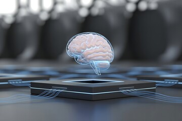 Poster - Artificial Intelligence Brain Concept with Neural Network Connections Representing Machine Learning Deep Learning Cognitive Computing and Future Technology on a Dark Background