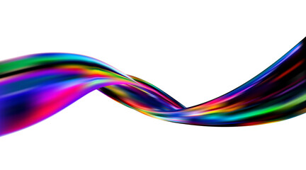 Poster - Abstract  holographic wave.Flow iridescent fluid.Dynamic spectrum ribbon.