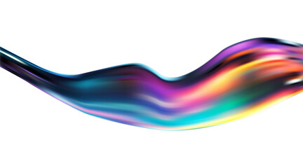Poster - Abstract  holographic wave.Flow iridescent fluid.Dynamic spectrum ribbon.