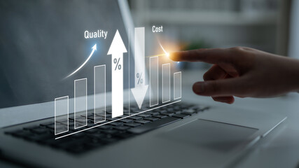 Poster - Increase quality and reduce cost represent quality, cost, and performance optimization for business strategy and resource efficiency Latch