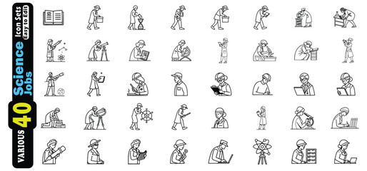 Poster - Diverse Science Professions Icons with Lab Equipment and Research Activities jobs