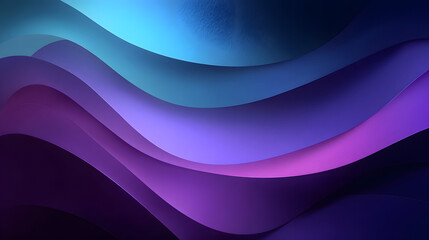 Poster - purple blue gradient background with flowing curves and abstract glass shapes