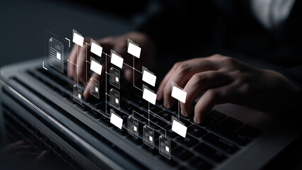 Poster - Digital file structure showing folder organization, file hierarchy, and document arrangement. File structure supports management, improves access, and file structure enhances clarity. Latch