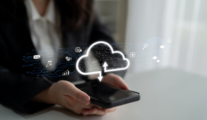 Poster - Cloud computing enables digital growth with secure data storage, scalable infrastructure, and strategic cloud-based business solutions. Latch