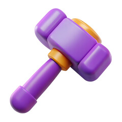 Poster - Stylized 3d rendering of a purple and orange toy gavel with a rounded handle isolated on transparent background