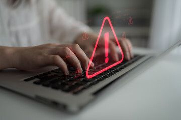 Poster - Cybersecurity alert warning showing red cyber for data breach, network threat, and cyber security system vulnerability with emphasis on security risk, caution, digital protection Latch