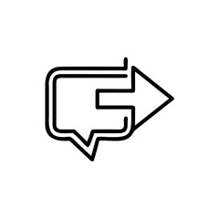 Poster - Outline a digital reply arrow inside a speech bubble communication