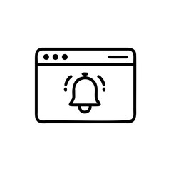Poster - Outline browser window with bell notification icon alert