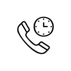 Poster - Outline call waiting icon with clock handset time
