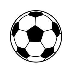 Poster - A black and white soccer ball with pentagons and hexagons on a white background