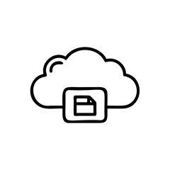 Poster - Outline icon a cloud with a document inside a square data storage