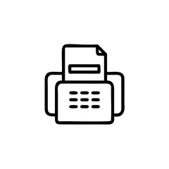 Poster - Outline icon a fax machine with paper keypad communication technology