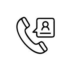 Poster - Outline icon a phone receiver a speech bubble with a person symbol handset communication
