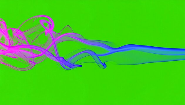 Abstract flowing colored streaks against a vibrant green background