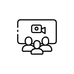 Poster - Outline icon three people in a video conference call communication group