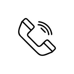 Poster - Outline phone handset icon with sound waves call communication