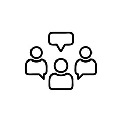 Poster - Three people icons with speech bubbles in a discussion group communication conversation