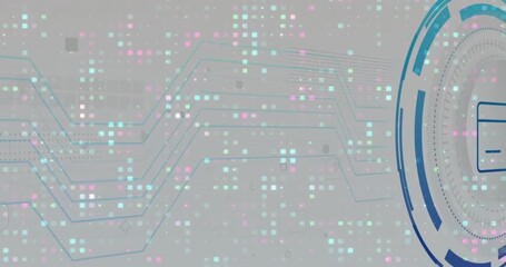Poster - Timer starting HUD emerging as lines connecting lock icon and rotating rings showing data security