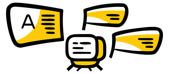 Poster - Illustration of document flags letter a information data file yellow black vector graphic design element transparent background