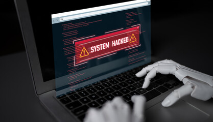 Poster - AI artificial intelligence protects systems from cyber threats through automated monitoring, smart firewalls, and virtual assistant defense strategies. Latch