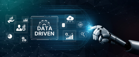 Poster - AI drives data-driven decisions with intelligent analytics, smart data visualization, and cloud-based tools that process, interpret, and guide strategic business moves. Artificial intelligence spline
