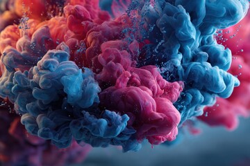 Poster - Vibrant colorful smoke swirling in a mesmerizing pattern, showcasing the beauty of fluid dynamics in a captivating indoor space