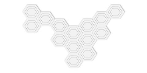 Aufkleber - Arrangement of multiple white hexagon shapes connected together white background creating a pattern.