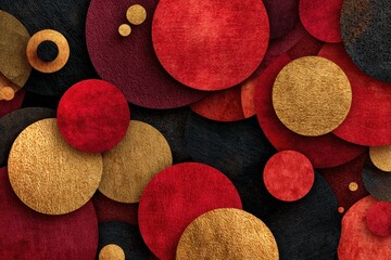 Poster - Colorful array of textured circular shapes arranged on a dark background showcasing artistry and design creativity in abstract decor