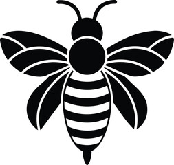 Poster - Stylized bee silhouette isolated on transparent background