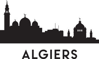 Fototapete - Algiers Skyline Silhouette Vector Illustration Showcasing the Capital City of Algeria