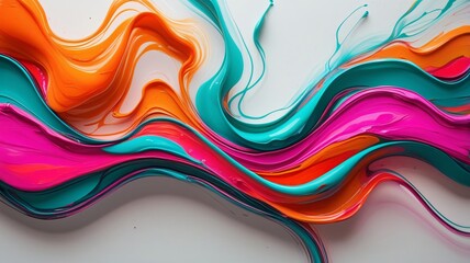 Aufkleber - Stunning vibrant abstract flowing background design with bright orange teal and pink color swirls