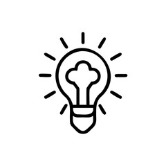 Poster - Outline a lightbulb with radiating lines on idea innovation