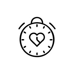 Poster - Outline broken heart clock icon on time love
