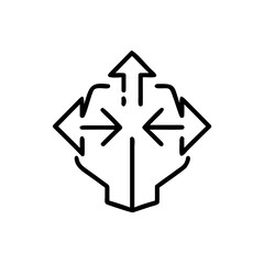 Poster - Outline icon converging diverging arrows on direction convergence