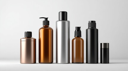 Poster - Realistic cosmetic bottle mock up set on white background, no logos, no brands