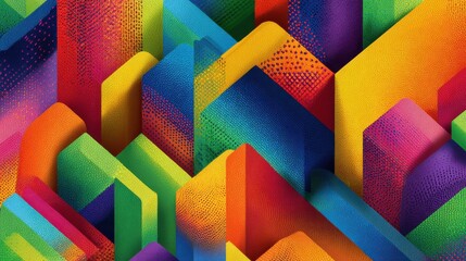 Poster - Vibrant and colorful abstract design with geometric patterns.