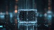 © Johannes - Futuristic ai agent hologram cube with flowing data streams and bokeh lights
