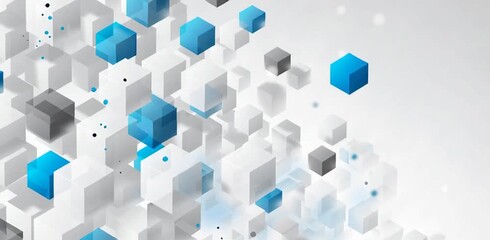 Poster - background with abstract geometric hexagons and cubes in white, grey, and blue colors for a technology or business concept design presentation banner template Generative AI