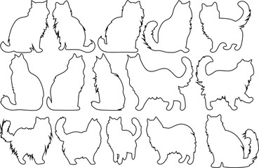Fototapete - outline cat icon set for vide digital and print use