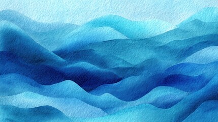 Poster - Ethereal blue waves in watercolor style create a serene and artistic texture background, evoking tranquility and depth. Abstract Blue Watercolor Waves Texture Background