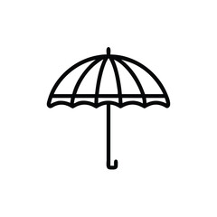 Poster - Outline an open umbrella with a curved handle icon simple