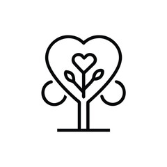 Poster - Outline heart shaped tree with smaller heart leaves love family