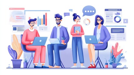 Poster - Business teamwork, internet commerce, customer support icons set. Seo analytics team, digital service marketplace, 24-7 service metaphors. Vector isolated concept metaphor illustrations, no logos, no