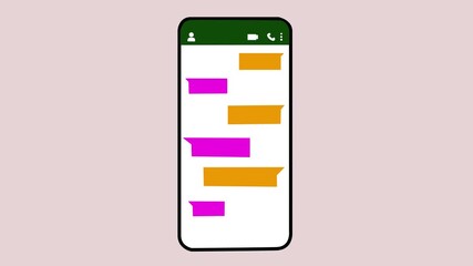 Phone with messages on screen. Chatting with friends in mobile application. Communication concept. text message, sending messages using mobile chat, message bubble for custom text on white screen.